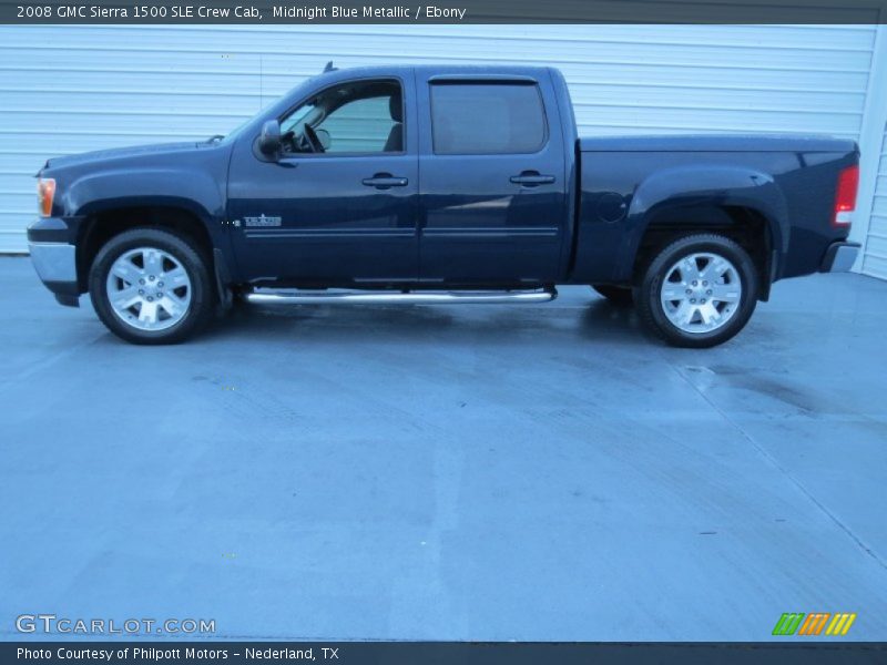 Midnight Blue Metallic / Ebony 2008 GMC Sierra 1500 SLE Crew Cab