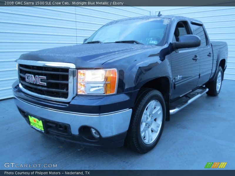 Midnight Blue Metallic / Ebony 2008 GMC Sierra 1500 SLE Crew Cab