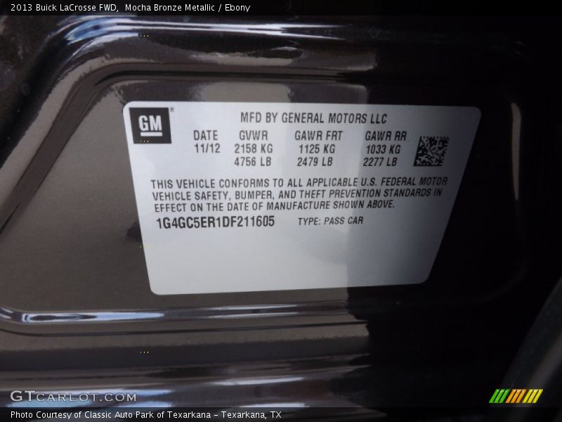 Mocha Bronze Metallic / Ebony 2013 Buick LaCrosse FWD