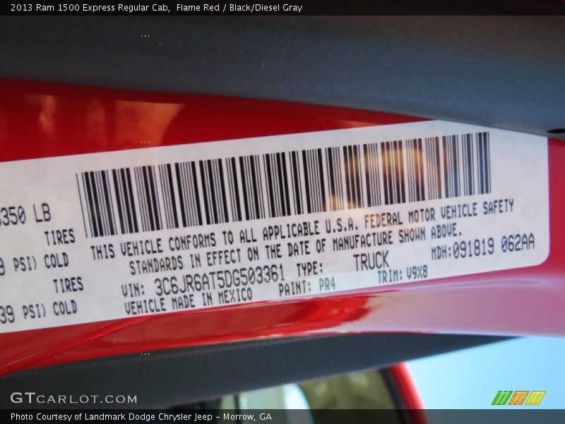 2013 1500 Express Regular Cab Flame Red Color Code PR4