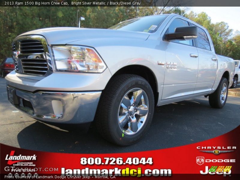 Bright Silver Metallic / Black/Diesel Gray 2013 Ram 1500 Big Horn Crew Cab