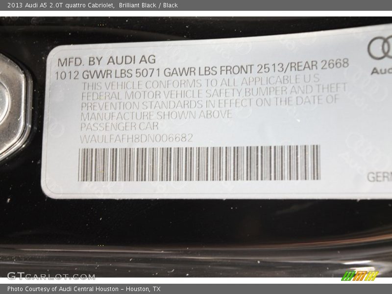 Brilliant Black / Black 2013 Audi A5 2.0T quattro Cabriolet