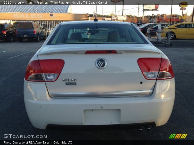 White Platinum Metallic Tri-Coat / Camel 2010 Mercury Milan I4 Premier