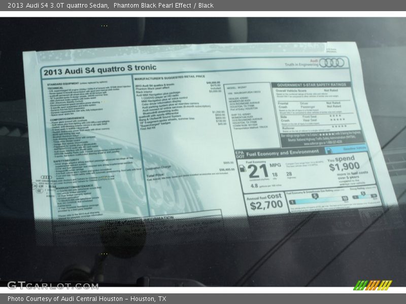 Phantom Black Pearl Effect / Black 2013 Audi S4 3.0T quattro Sedan