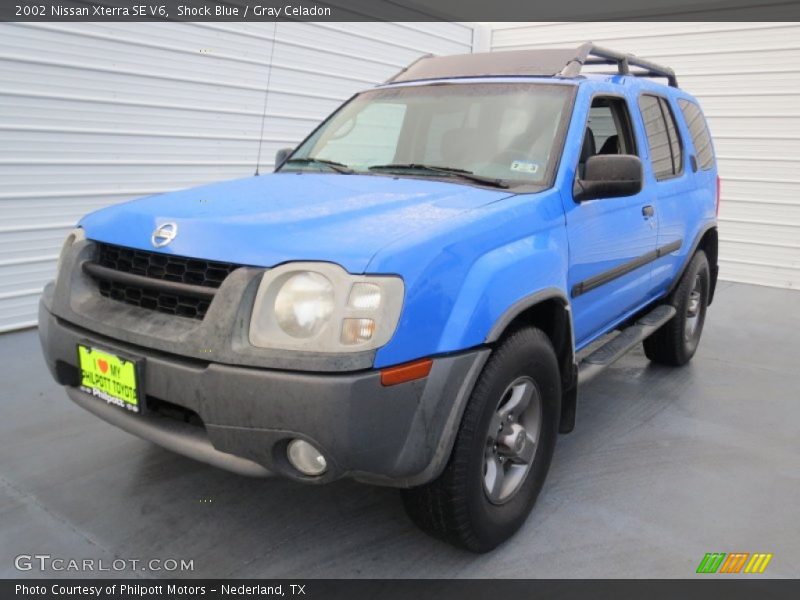 Shock Blue / Gray Celadon 2002 Nissan Xterra SE V6