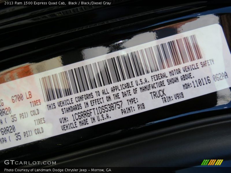 Black / Black/Diesel Gray 2013 Ram 1500 Express Quad Cab