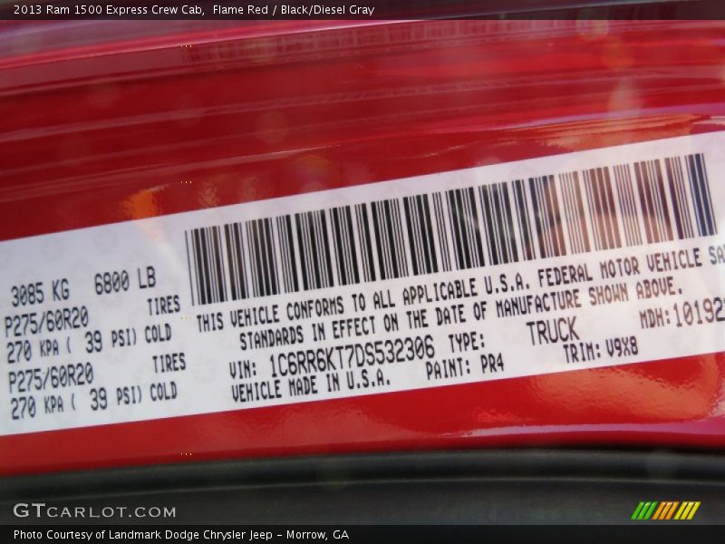 Flame Red / Black/Diesel Gray 2013 Ram 1500 Express Crew Cab