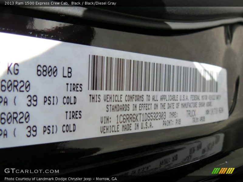 Black / Black/Diesel Gray 2013 Ram 1500 Express Crew Cab