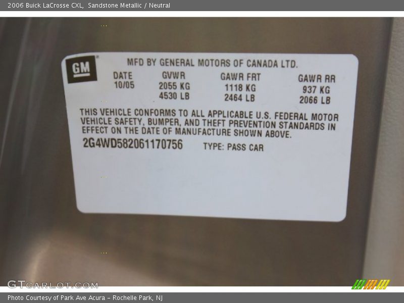 Sandstone Metallic / Neutral 2006 Buick LaCrosse CXL