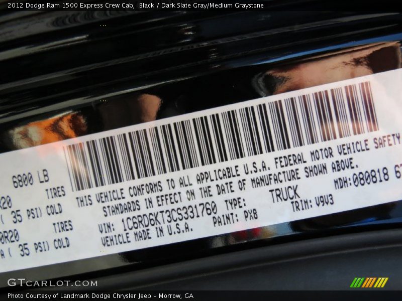 Black / Dark Slate Gray/Medium Graystone 2012 Dodge Ram 1500 Express Crew Cab