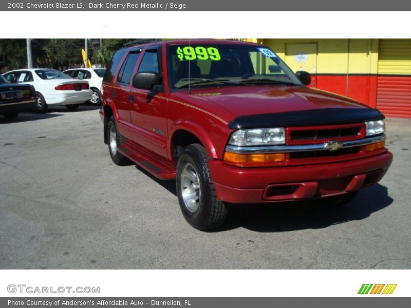 Dark Cherry Red Metallic / Beige 2002 Chevrolet Blazer LS