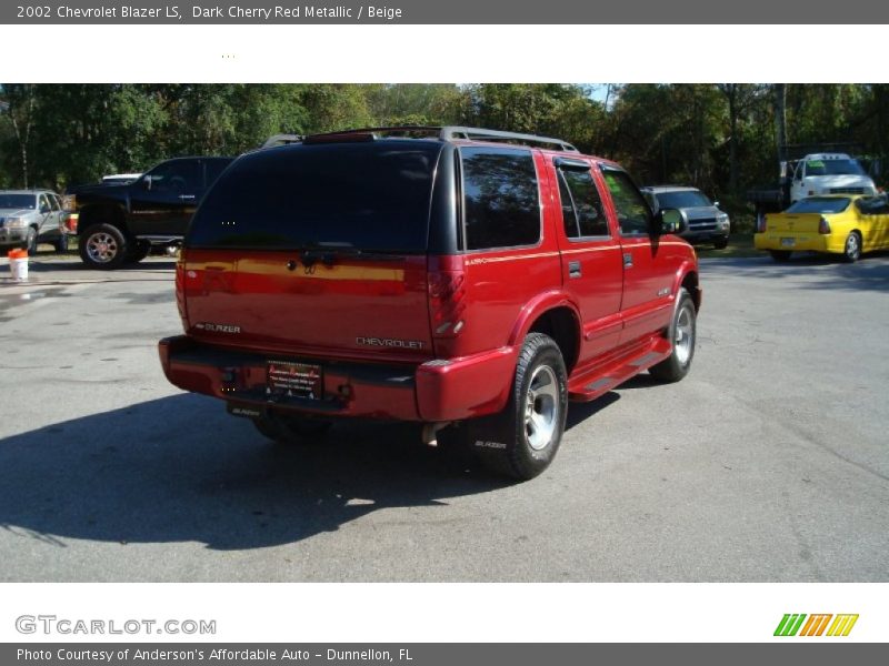Dark Cherry Red Metallic / Beige 2002 Chevrolet Blazer LS
