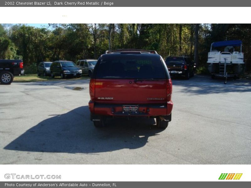 Dark Cherry Red Metallic / Beige 2002 Chevrolet Blazer LS