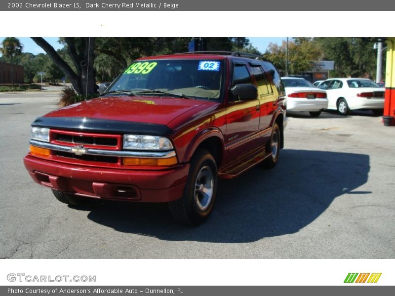 Dark Cherry Red Metallic / Beige 2002 Chevrolet Blazer LS