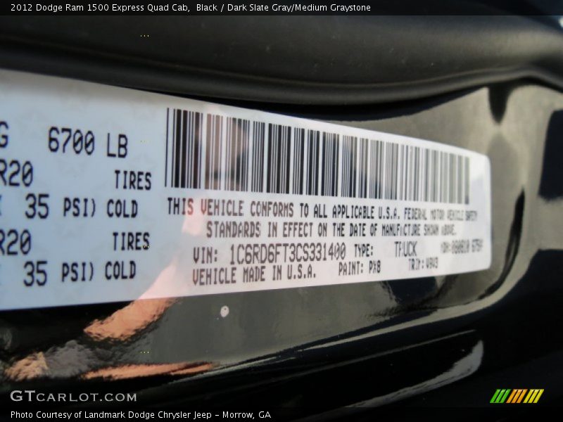 Black / Dark Slate Gray/Medium Graystone 2012 Dodge Ram 1500 Express Quad Cab