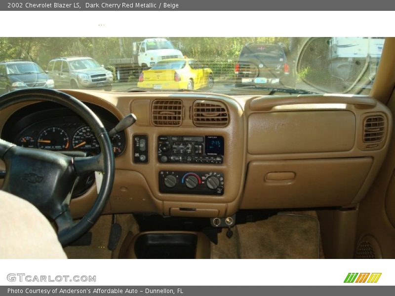 Dark Cherry Red Metallic / Beige 2002 Chevrolet Blazer LS