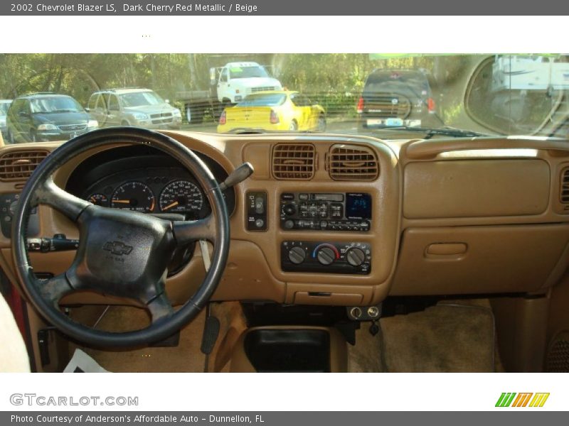 Dark Cherry Red Metallic / Beige 2002 Chevrolet Blazer LS