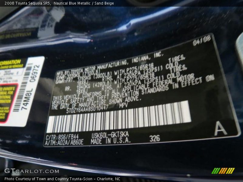 Nautical Blue Metallic / Sand Beige 2008 Toyota Sequoia SR5
