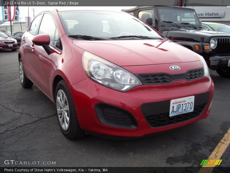 Signal Red / Beige 2013 Kia Rio LX 5-Door