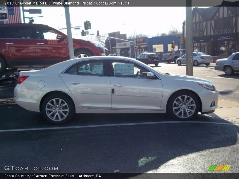 White Diamond Tricoat / Cocoa/Light Neutral 2013 Chevrolet Malibu LT