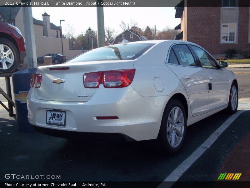 White Diamond Tricoat / Cocoa/Light Neutral 2013 Chevrolet Malibu LT