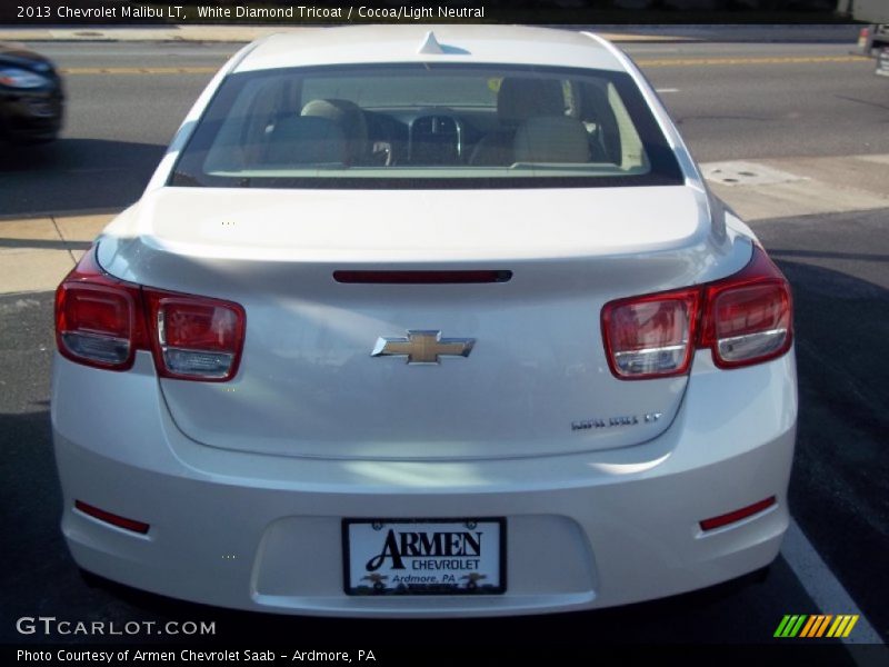 White Diamond Tricoat / Cocoa/Light Neutral 2013 Chevrolet Malibu LT