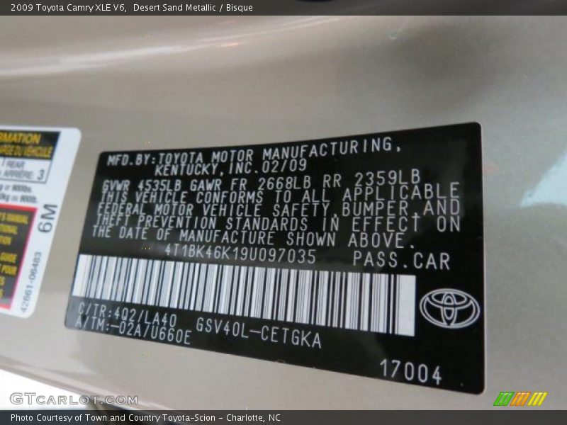 Desert Sand Metallic / Bisque 2009 Toyota Camry XLE V6