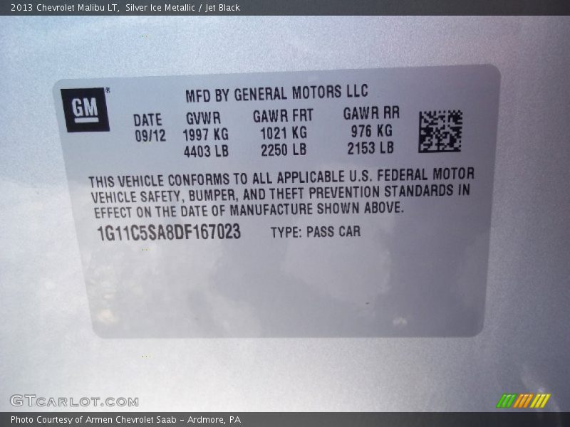 Silver Ice Metallic / Jet Black 2013 Chevrolet Malibu LT