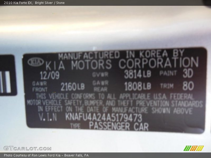Bright Silver / Stone 2010 Kia Forte EX