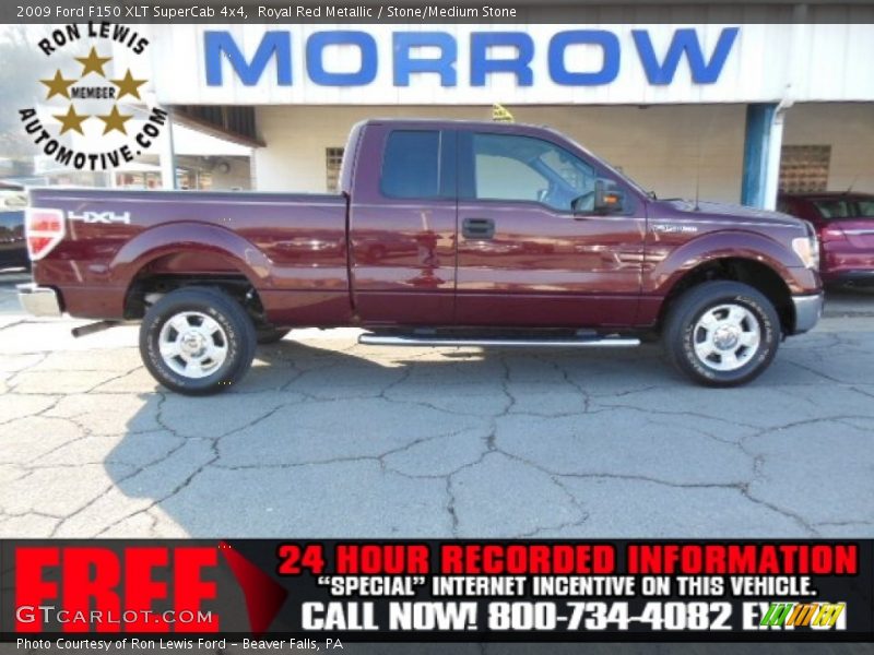 Royal Red Metallic / Stone/Medium Stone 2009 Ford F150 XLT SuperCab 4x4