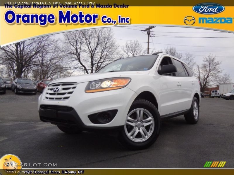 Pearl White / Gray 2010 Hyundai Santa Fe GLS 4WD