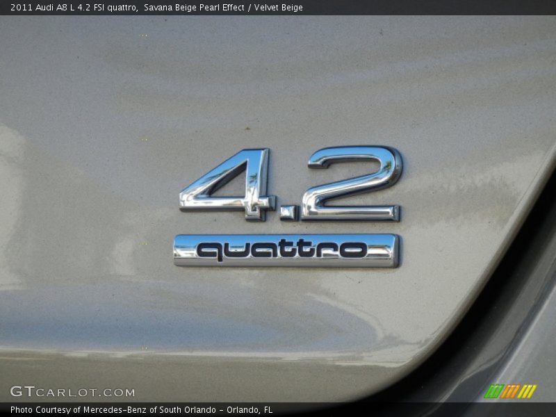 Savana Beige Pearl Effect / Velvet Beige 2011 Audi A8 L 4.2 FSI quattro