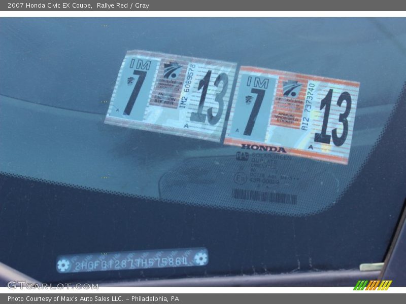 Rallye Red / Gray 2007 Honda Civic EX Coupe