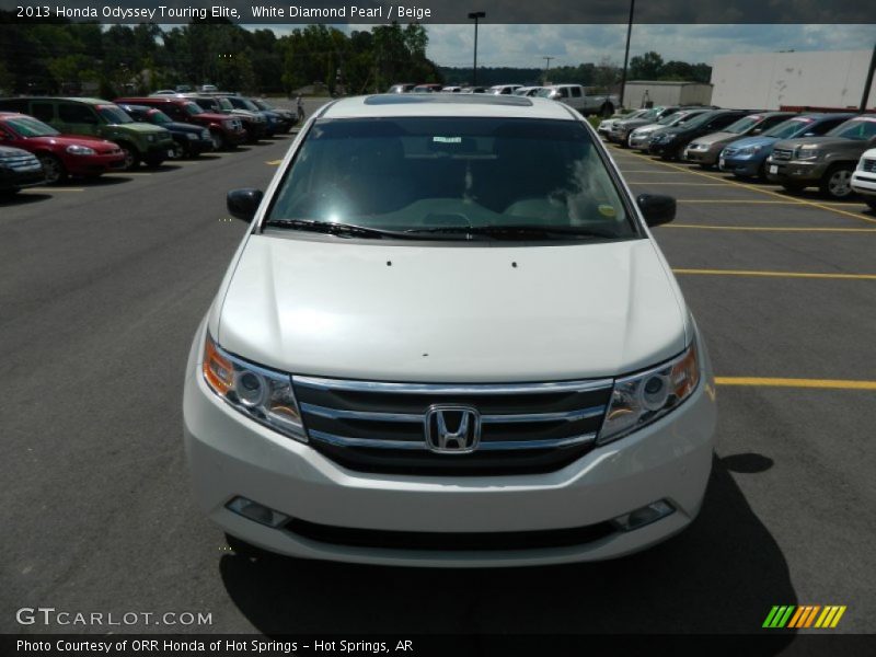 White Diamond Pearl / Beige 2013 Honda Odyssey Touring Elite