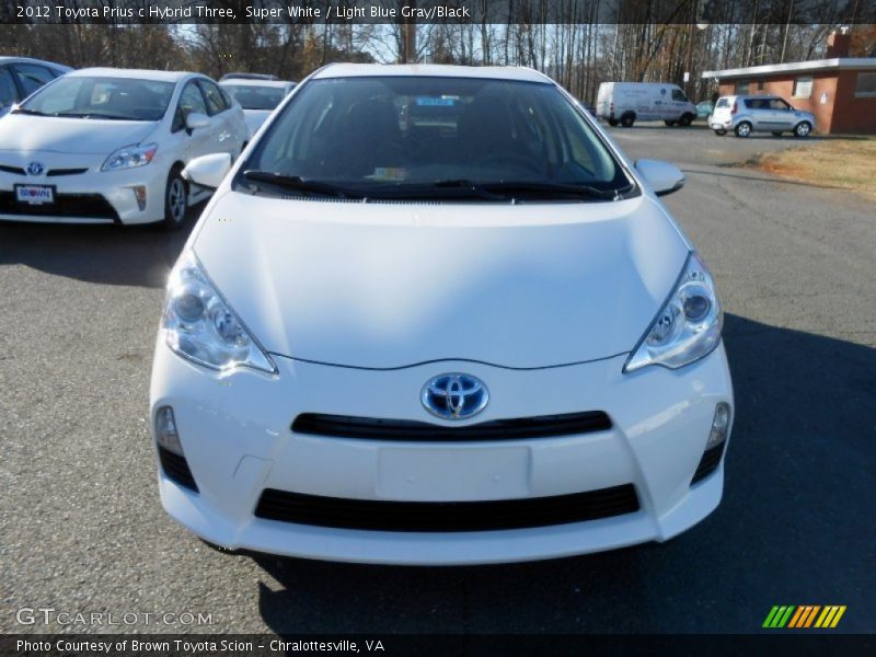 Super White / Light Blue Gray/Black 2012 Toyota Prius c Hybrid Three