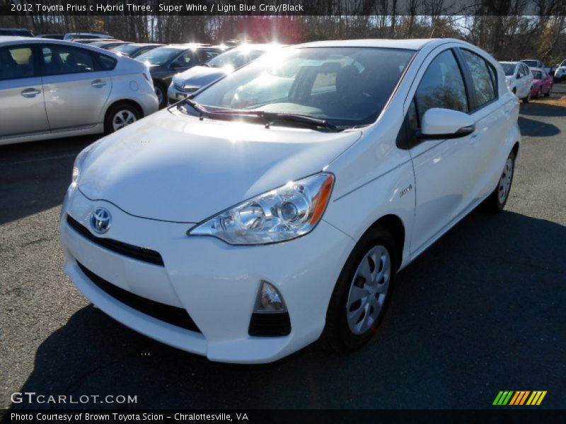 Super White / Light Blue Gray/Black 2012 Toyota Prius c Hybrid Three