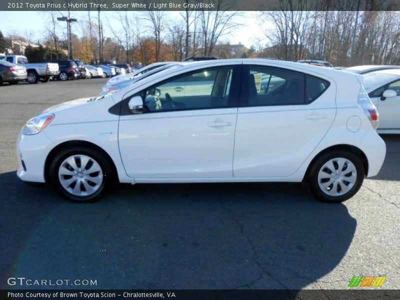 Super White / Light Blue Gray/Black 2012 Toyota Prius c Hybrid Three