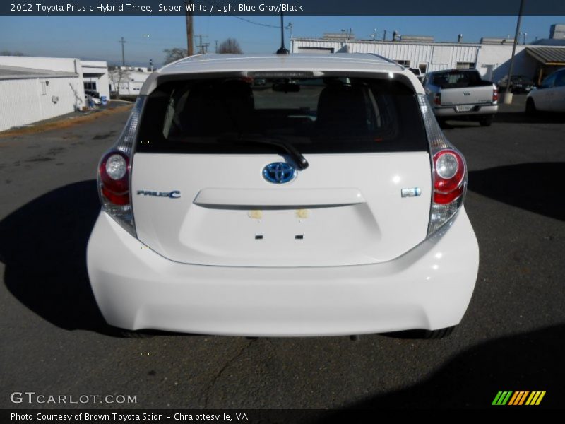 Super White / Light Blue Gray/Black 2012 Toyota Prius c Hybrid Three