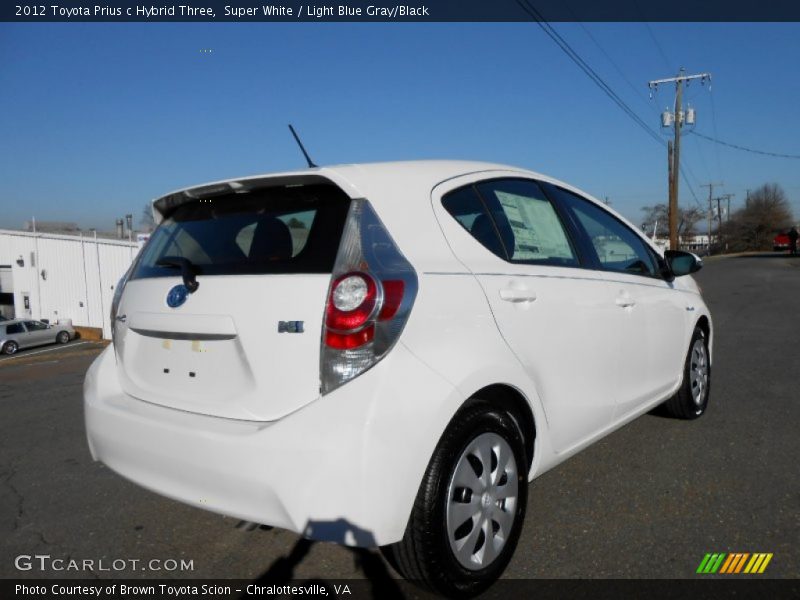 Super White / Light Blue Gray/Black 2012 Toyota Prius c Hybrid Three