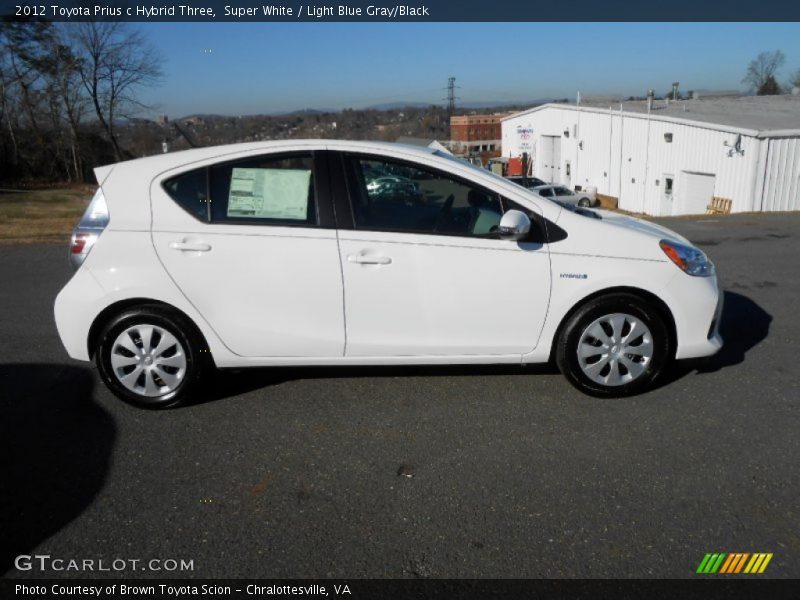 Super White / Light Blue Gray/Black 2012 Toyota Prius c Hybrid Three