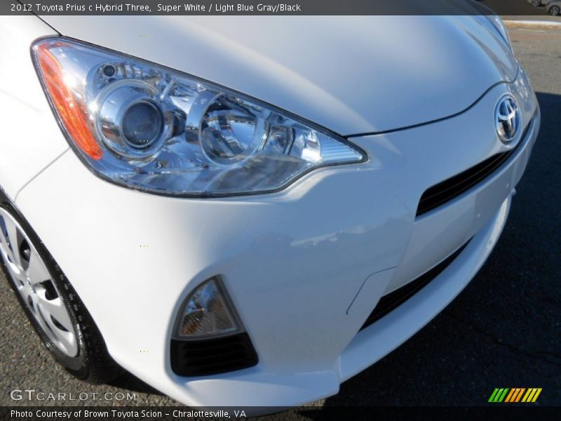Super White / Light Blue Gray/Black 2012 Toyota Prius c Hybrid Three