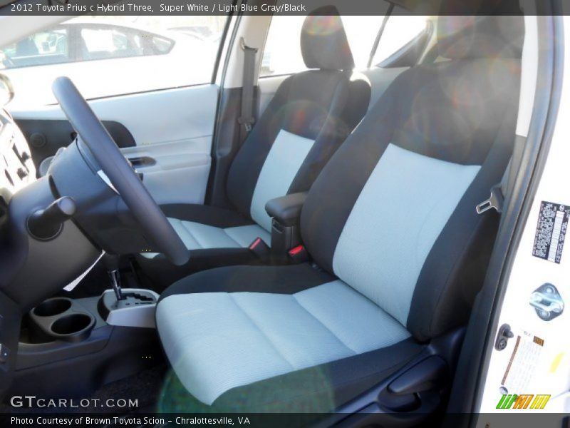 Super White / Light Blue Gray/Black 2012 Toyota Prius c Hybrid Three