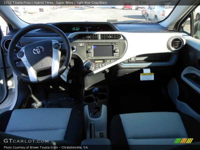 Super White / Light Blue Gray/Black 2012 Toyota Prius c Hybrid Three