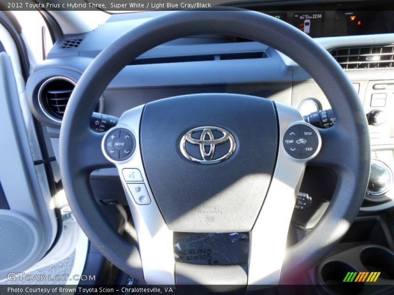 Super White / Light Blue Gray/Black 2012 Toyota Prius c Hybrid Three