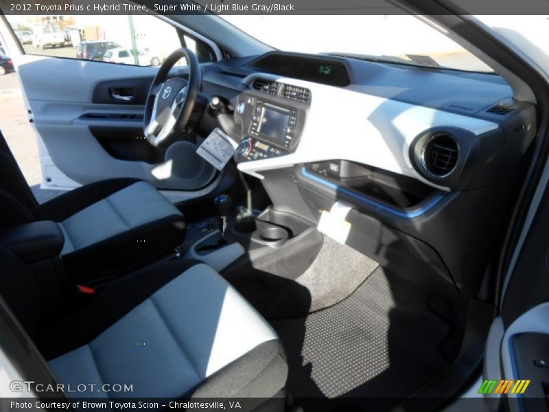 Super White / Light Blue Gray/Black 2012 Toyota Prius c Hybrid Three