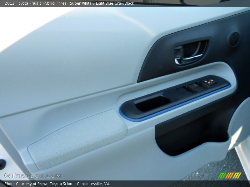 Super White / Light Blue Gray/Black 2012 Toyota Prius c Hybrid Three