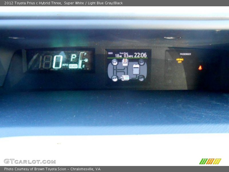 Super White / Light Blue Gray/Black 2012 Toyota Prius c Hybrid Three