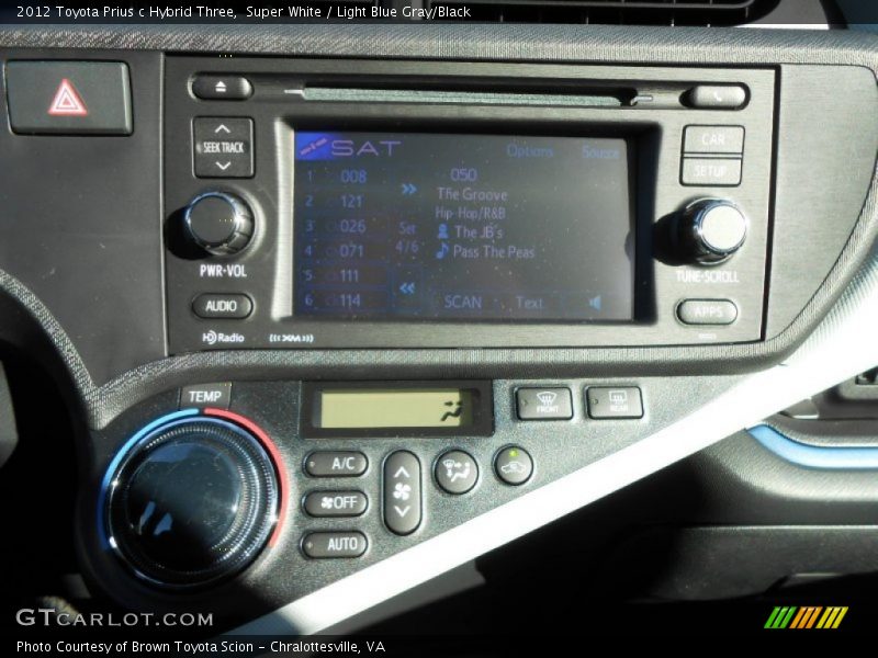 Super White / Light Blue Gray/Black 2012 Toyota Prius c Hybrid Three