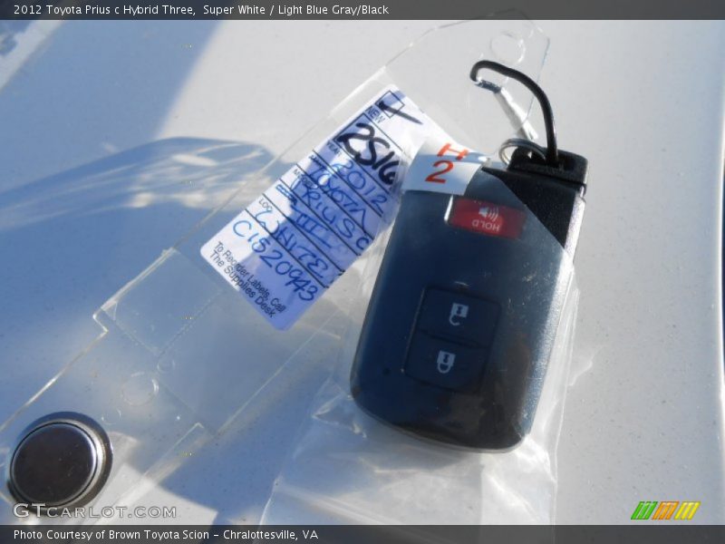 Super White / Light Blue Gray/Black 2012 Toyota Prius c Hybrid Three