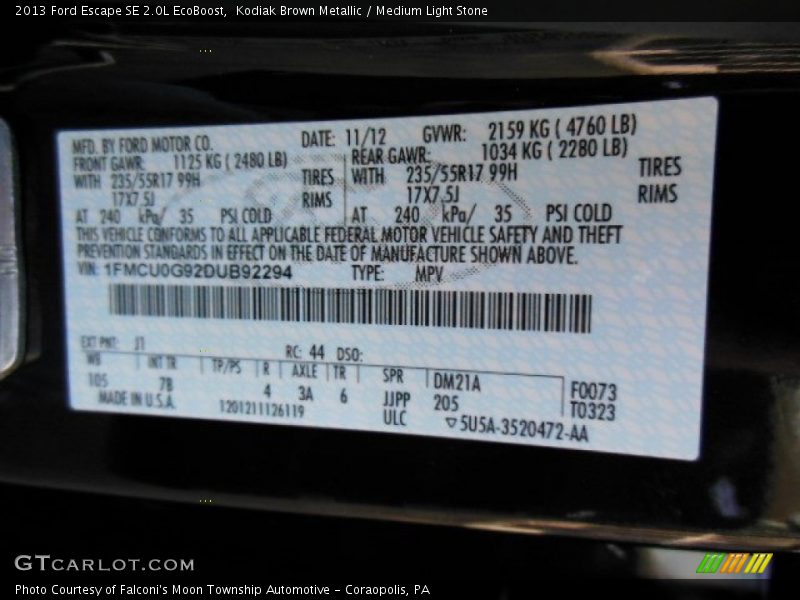 Kodiak Brown Metallic / Medium Light Stone 2013 Ford Escape SE 2.0L EcoBoost